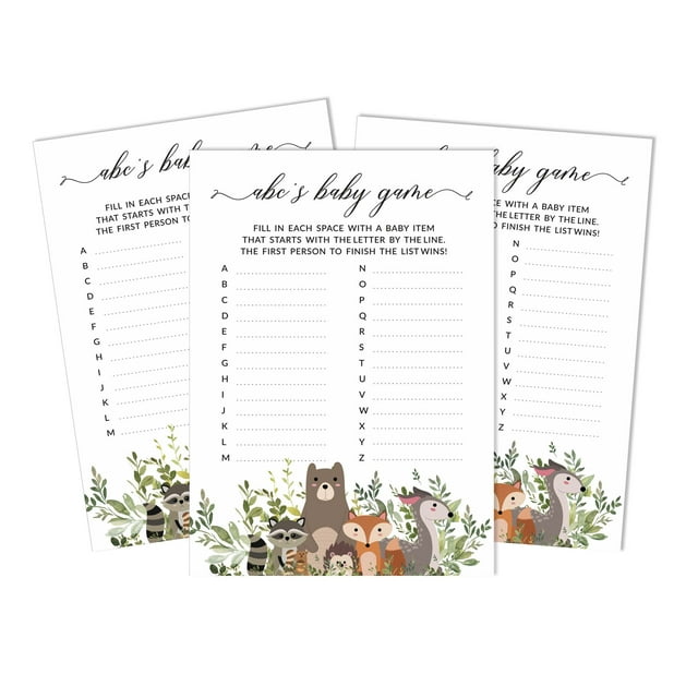 Inkdotpot Jeu de Baby Shower Feuilles & Animaux Ensemble de 50 Fournitures de Fête Neutres