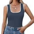 thumbnail image 5 of Summer Sleeveless Color Block Women Square Neckline Tank Tops Slim Vest Camisole, 5 of 5
