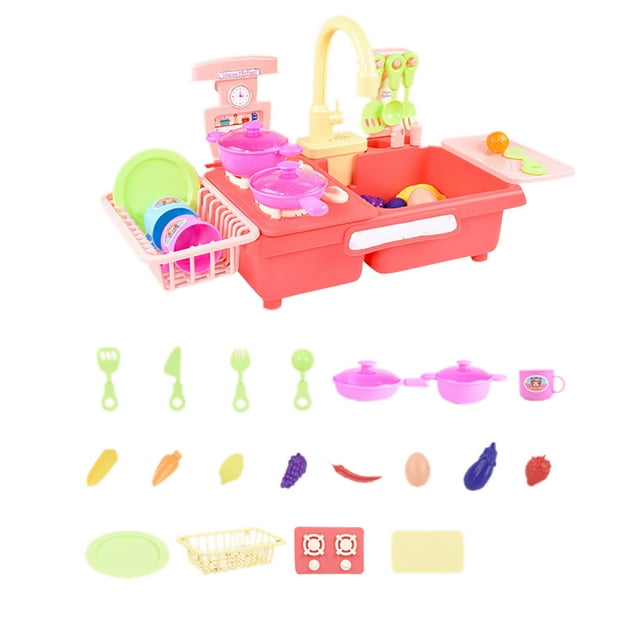 Kitchen Sink Toy Realistic Fun Pretend Sink Toy Sink Playset with Running Water