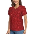 thumbnail image 2 of Fuzoiu Red Glitter Print Women's Classic V-Neck T-Shirt, Short Sleeve V Neck Tees for Casual Everyday Wear,Casual Fit Tee,Summer Fashion Tops-XX-Large, 2 of 5