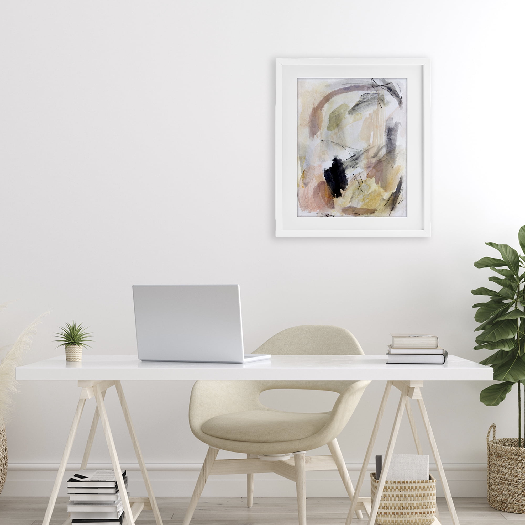 Stupell Industries Chaotic Sketches Paint Strokes White Framed Print Under Glass, design by Hope Bainbridge