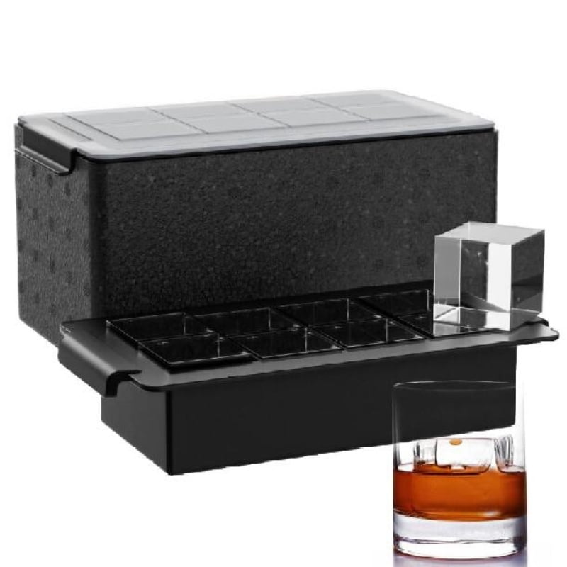Clear Ice Cube Tray for Whiskey: 2Inch Clear Ice Cube Maker - Silicone Large Ice Cube Tray - Square Ice Tray for Bourbon Old Fashioned Whisky
