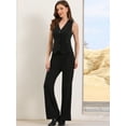 thumbnail image 4 of DARING DIVA Women's V Neck Sleeveless Button Down Striped Trendy Waistcoat XS Black, 4 of 6