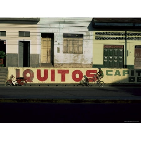 Bicycle Cruises Past Homes, Iquitos, Peru, South America Print Wall Art By Aaron