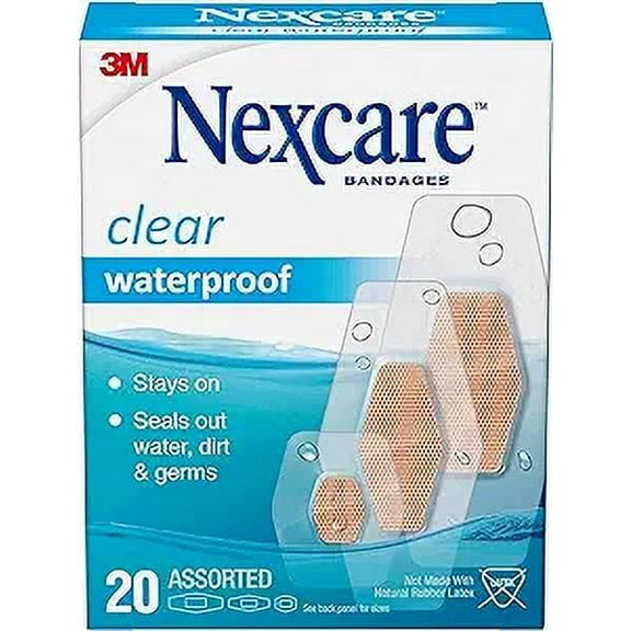 Nexcare Waterproof Clear Bandages, Assorted, 588-20Pb - 20/Pack, 6 Pack