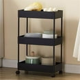 thumbnail image 6 of Pemberly Row 4-Tier Plastic Storage Rolling Cart with Slim Shelves in Black, 6 of 20