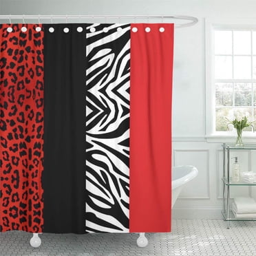 Floral Black and Red Shower Curtain for Bathroom - Walmart.com