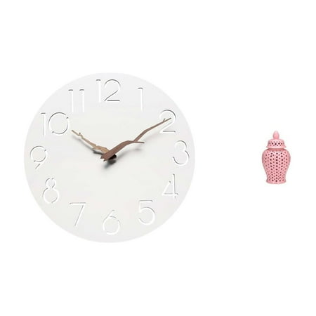 Wall Clock Ceramic Ginger Jar Porcelain Vase Silent Movement Medium Density Fiberboard for Home Office Decor