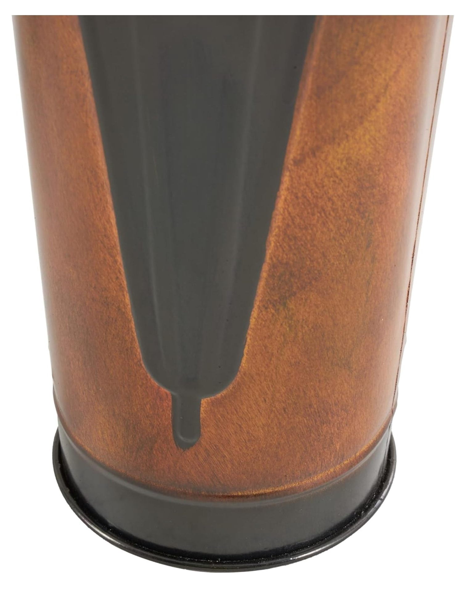 Metal Umbrella Stand with Umbrella Image and Handles, Set of 2 21", 17"H, Brown