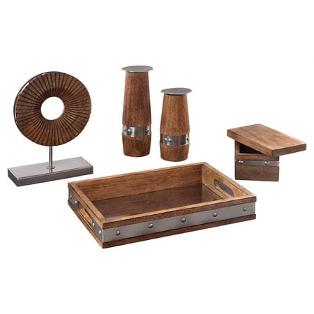 Accessory Set Finish - 5-Pc Accessory Set in Brown and Chrome Finish