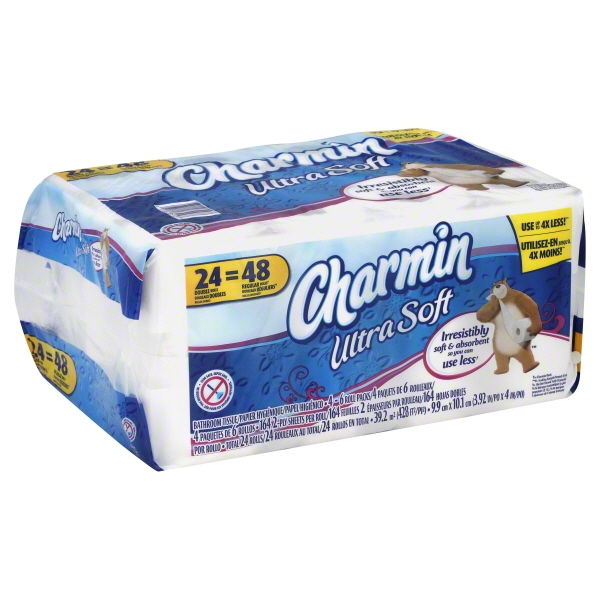 Charmin Ultra Soft Toilet Paper Double Rolls, 164 sheets, 24 rolls