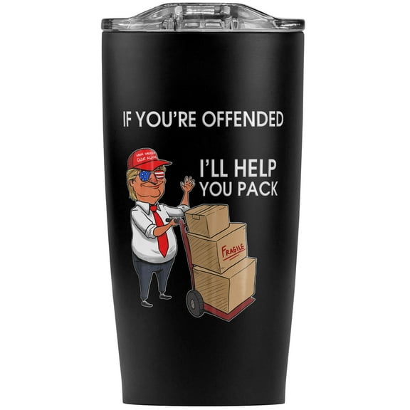 Trump Offended Help You Pack Republican Stainless Steel 20 oz Travel Tumbler, Vacuum Insulated & Double Wall with Leakproof Sliding Lid | Great for Coffee/Hot Drinks and Cold Beverages