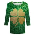 thumbnail image 4 of Up to 65 off!Lolmot St Patricks Day Shirt for Women Shamrock Shirt Clover Printed Irish Gift Casual Tunic 3/4 Sleeve Tops, 4 of 5
