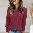 thumbnail image 2 of Long Sleeve Shirts for Women Novelty Solid Color Crewneck Pullover Tunic Tops Classic Fit Workout Casual Dressy Blouses, 2 of 5
