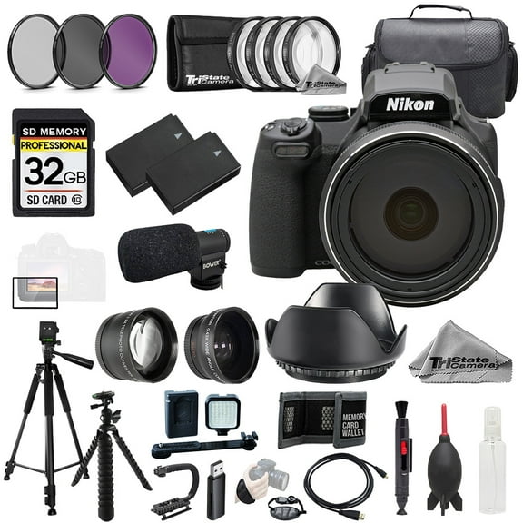 Nikon COOLPIX P1100 Digital Camera   Mic 32GB  9 PC Filtr-MEGA Kit (International Version)