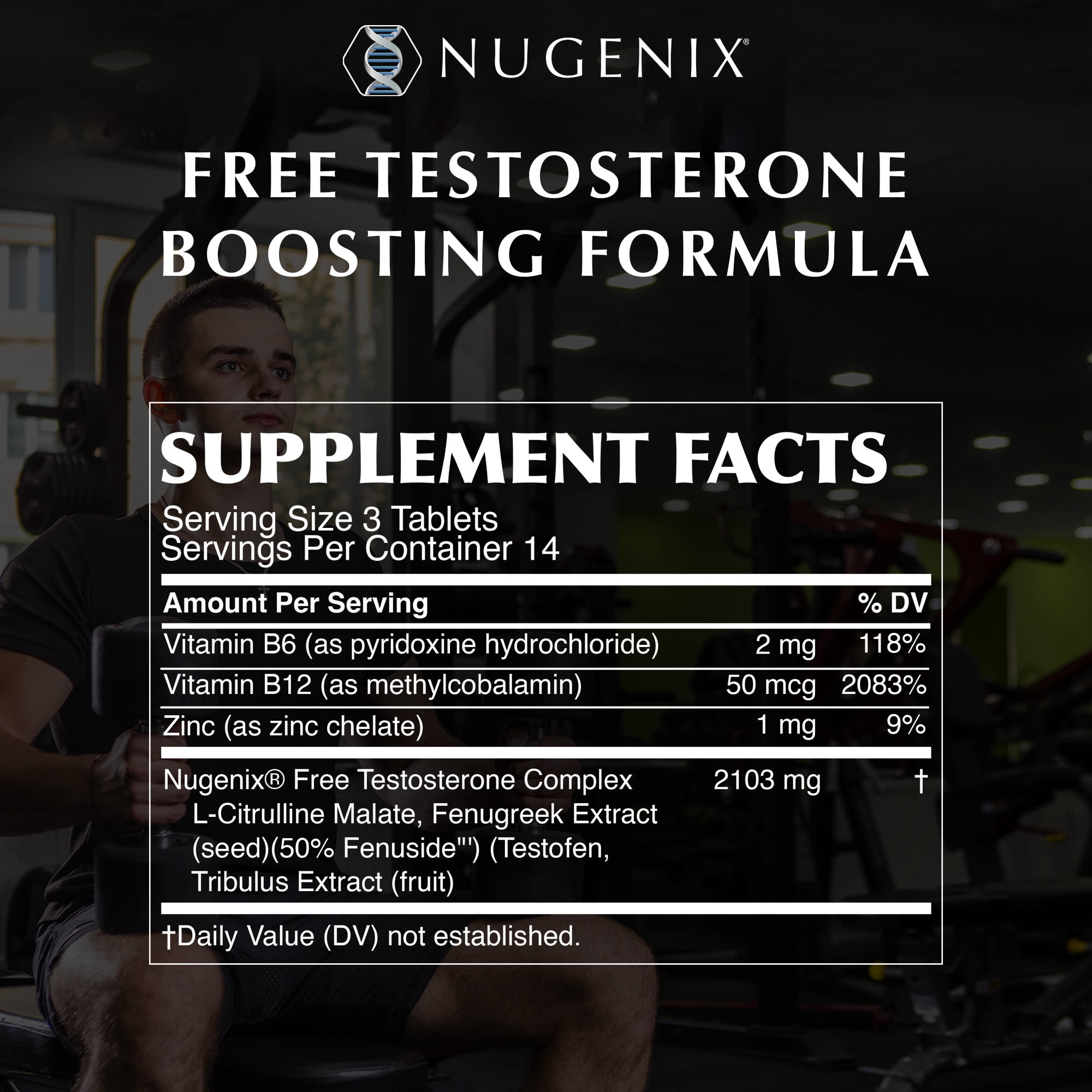 Nugenix Free Testosterone Booster, Men's Dietary Supplement, 42 Count, 14 Servings