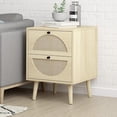 thumbnail image 3 of Giratree Rattan Nightstand Set of 2 with 2 Drawer for Bedroom, Beige, 3 of 6