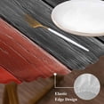 thumbnail image 3 of Red Black Ombre Round Tablecloth, Fitted Table Cover with Elastic for 36"-44" Round Tables, Vintage Farmhouse Wooden Table Cloth Outdoor Indoor Dinning Party Waterproof Tablecloths, 3 of 7