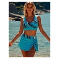 thumbnail image 5 of Women's Swimsuit Tank Top Split Skirt - Flat Cut Conservative Swimwear for Hot Springs, Sports, Slimming, High Waisted, Open Back Bathing Suit, 5 of 5