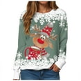 thumbnail image 5 of UngA Christmas Sweatshirts Women Xmas Holiday Long Sleeve Tops Funny Crewneck Snowman Graphic Pullover Woman Sweatshirt (Light Green,XL), 5 of 6