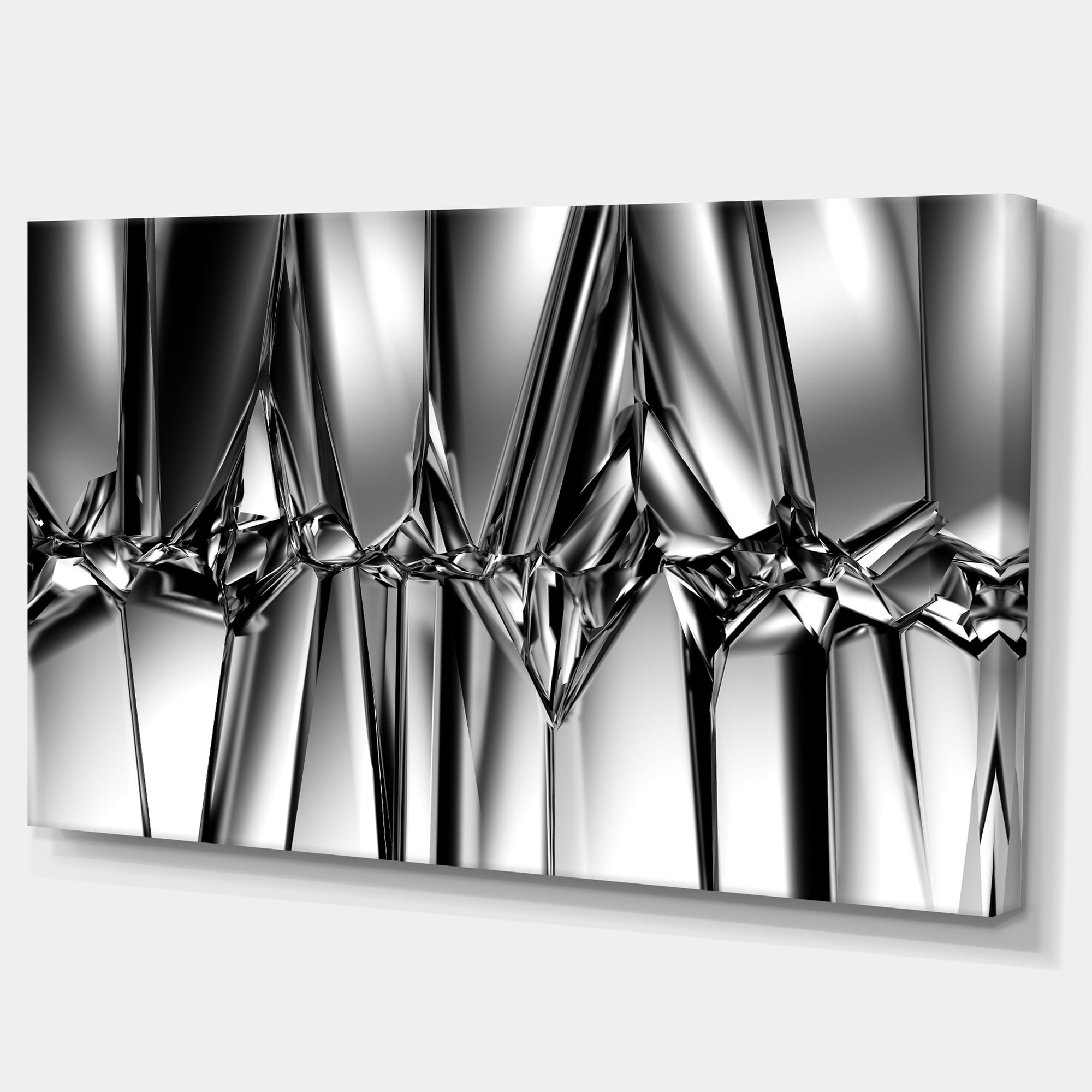 Designart 'Black White Crystal Background ' Abstract Canvas Art Print