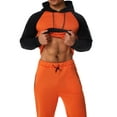 thumbnail image 5 of hirigin Men's Fitness Sports Pants Set Contrast Color Patchwork Drawstring Hooded Large Pocket Sweater + High Stretch Pants, 5 of 9