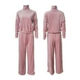 thumbnail image 5 of xiaxaixu Pyjamas 2 Pièces pour Femmes Set Mode Manches Longues Faux-Cou Tops + Pantalons Cordon de Serrage Set Loungewear, 5 of 5