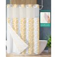 thumbnail image 2 of No Hook Shower Curtain with Snap in Liner, Modern Leaf Pattern Art Printing Design Hotel Shower Curtains for Bathroom, Washable Shower Curtain Liner Set with Mesh Top Window, 48"x72", 2 of 6