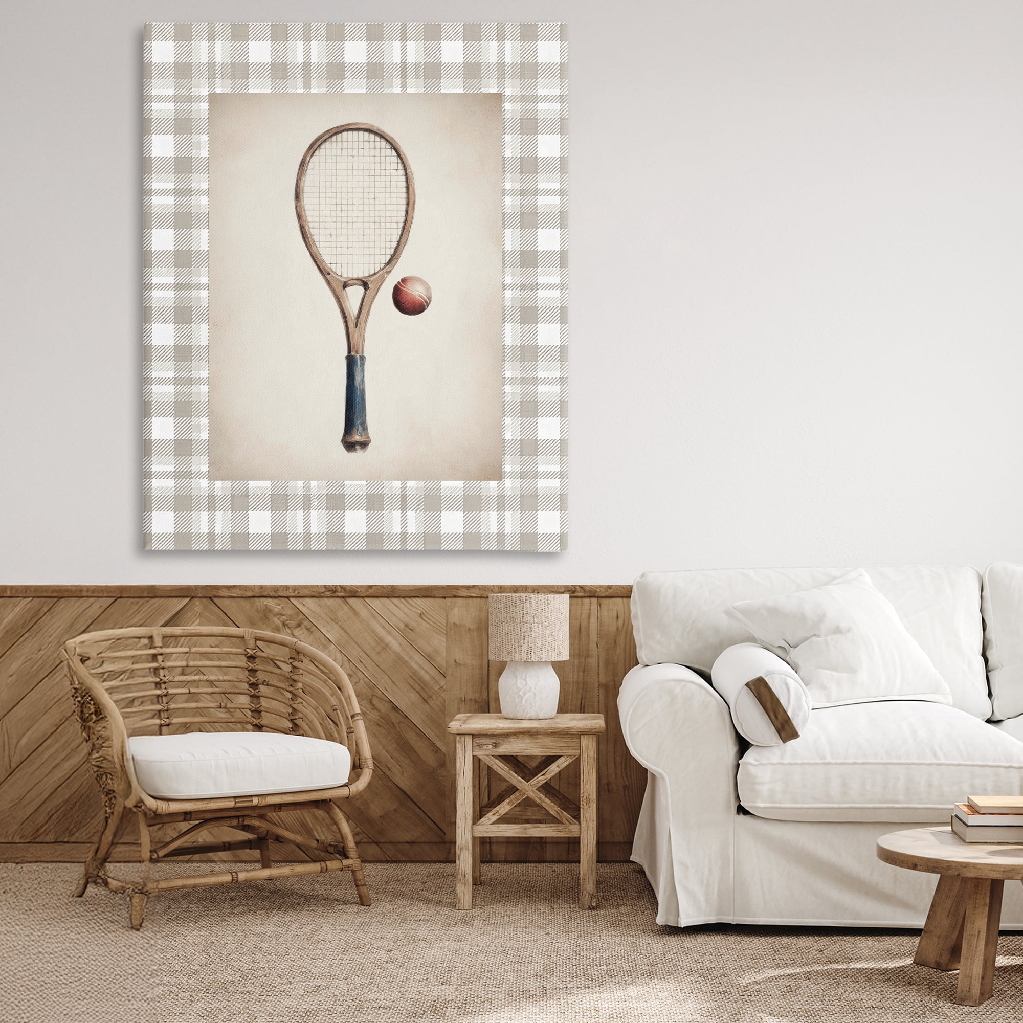 Stupell Industries Vintage Tennis Racket & Ball Canvas Wall Art, design by Sisi and Seb