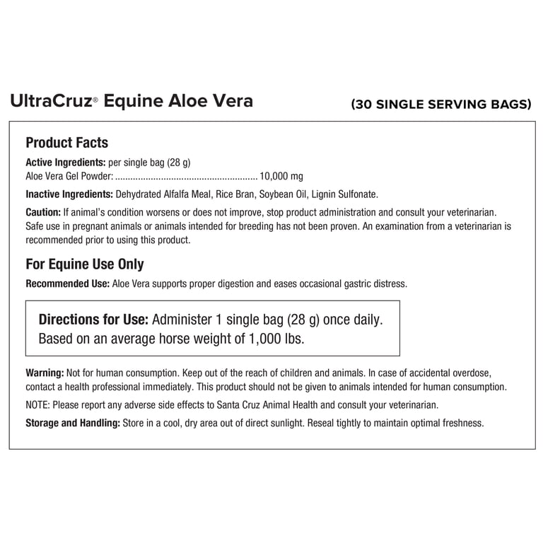 UltraCruz Equine Aloe Vera, 30 day supply