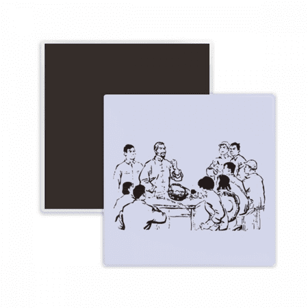 

Chinese Red Educational Propaganda Senior Square Ceracs Fridge Magnet Keepsake Memento