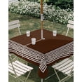 thumbnail image 3 of Square Outdoor Tablecloth with Umbrella Hole Coffee Brown Greek Key Outside Table Cloth Waterproof Patio Table Cover Geometric Greece Ancient Farmhouse Geo Zipper Tablecloths for Picnic 60x60 Inch, 3 of 8