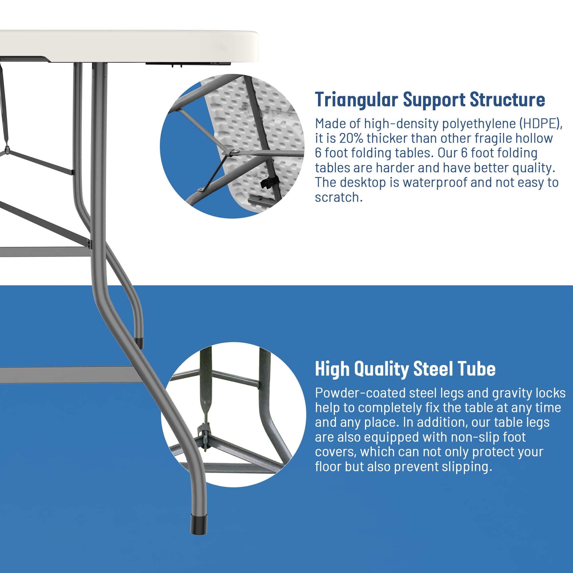 SUMKEA 6ft Rectangle Banquet Folding Table for Indoor and Outdoor, White