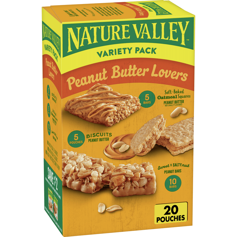 Nature Valley Peanut Butter Lovers Bars and Biscuits Variety Pack, 20