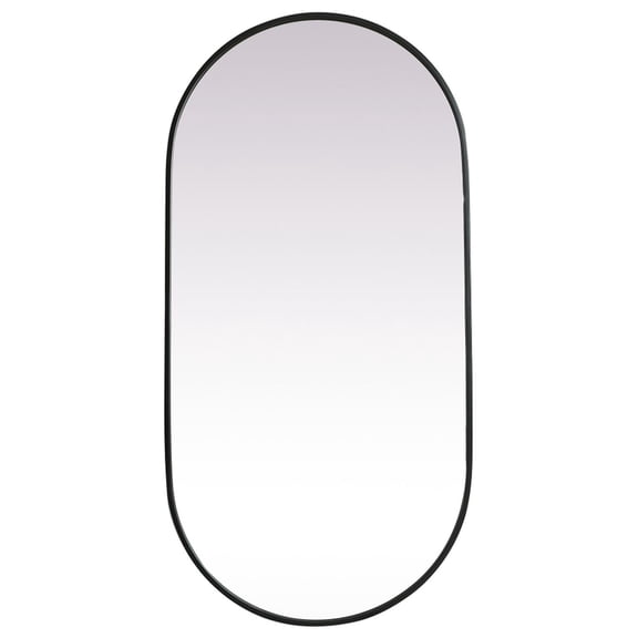 Metal Frame Oval Mirror 24x48 Inch in Black