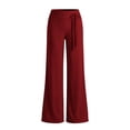 thumbnail image 7 of Women's Soft Polyester Straight Leg Loose Pants, Elastic Waist Tummy Control Casual Trousers with Pockets, Solid Color Relaxed Fit Pull On Bottoms, for Everyday Wear, Work,, 7 of 7