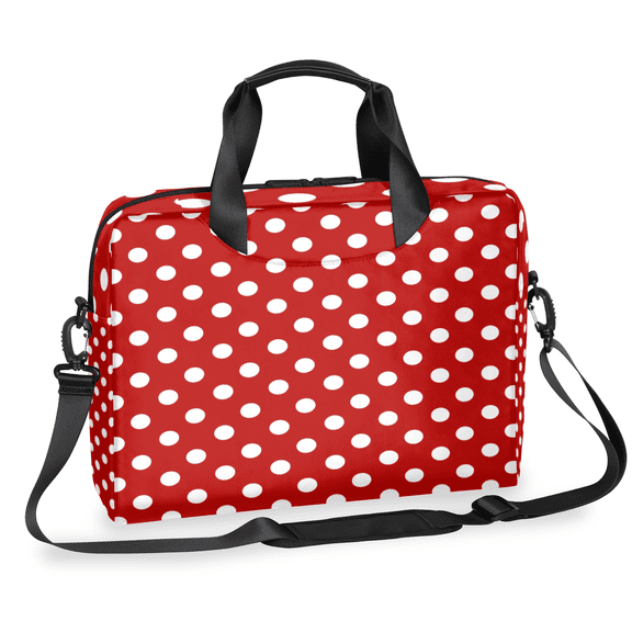 Herdesigns Red Polka Dot Laptop Bag for Women Men, Computer Case Briefcase Messenger Bags, 15-15.6 inch Laptop Sleeve Shoulder Bag
