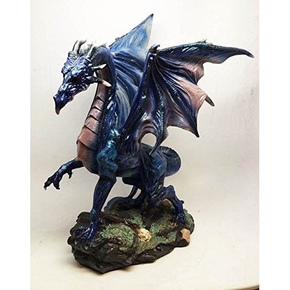 LARGE FANTASY MIDNIGHT MOON SHADE NIGHTFALL DRAGON SCULPTURE PREHISTORIC STATUE