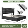 thumbnail image 5 of Uforic Queen Size Upholstered Bed Frame with Charging Station & Storage, Black, 5 of 8