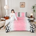 thumbnail image 4 of Homewish Animal Leopard Cheetah Print 3 Pieces Queen Comforter Set For Teens Adults,Bling Glitter Ultra Soft Bedding Sets,Abstract Gradient Bedding Comforter Set,Breathable Home Decor,Reversible, 4 of 8