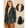 thumbnail image 2 of DARING DIVA Women's Faux Leather Jacket Lapel Collar PU Biker Moto Casual Oversized Blazer XS Black, 2 of 6