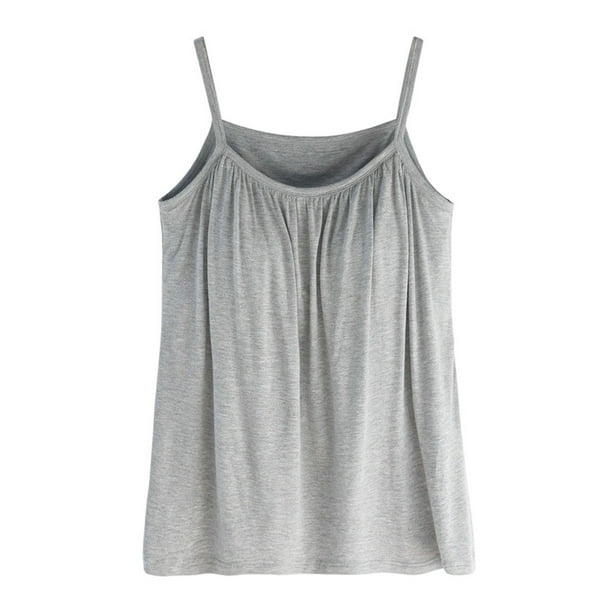 Camiseta sin mangas lisa para mujer con sujetador incorporado - Camiseta sin mangas acolchada, poliéster - Tallas grandes S-XXXXXXL