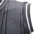 thumbnail image 4 of ZCFZJW Mens Sweater Vest Casual Sleeveless V Neck Sweaters Striped Cable Knit Vests Lightweight Slim Fit Pullover Jumper Sweaters Tops Gray XL, 4 of 6