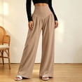 thumbnail image 6 of VBVC Women's High V-Waist Pleated Yoga Pants , Wide Leg Trousers For Women , Ladies' Stretchy Lounge Bottoms with Pockets, S-2XL, 6 of 8