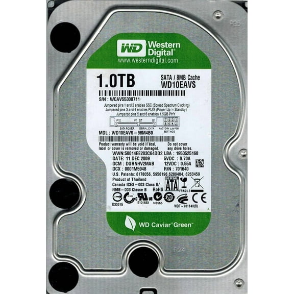 Western Digital WD10EAVS-98M4B0 DCM: DGRNHV2MAB 1TB
