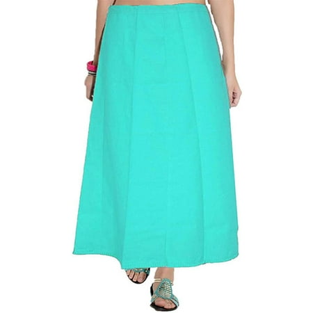 Stylesindia Women's Cotton Readymade Indian Inskirt Saree Petticoats Underskirt - Turquoise