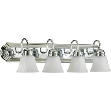 

4 Light Vanity Light in Bailey Street Home Home Collection Style 30 inches Wide By 8 inches High-Chrome Finish-Fau Alabaster Glass Color Bailey Street
