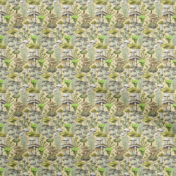 oneOone Cotton Silk Yellow Fabric Mushroom Sewing Craft Projects Fabric Prints By Yard 42 Inch Wide