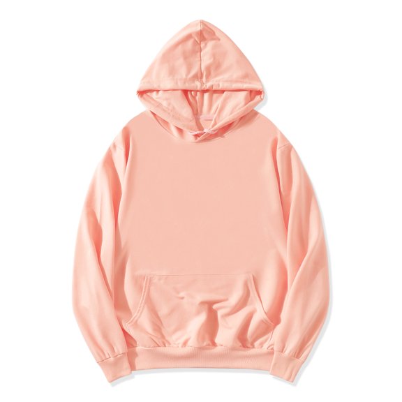 Sudadera con capucha para hombre, manga larga, con cordón sólido y bolsillo Rosa M