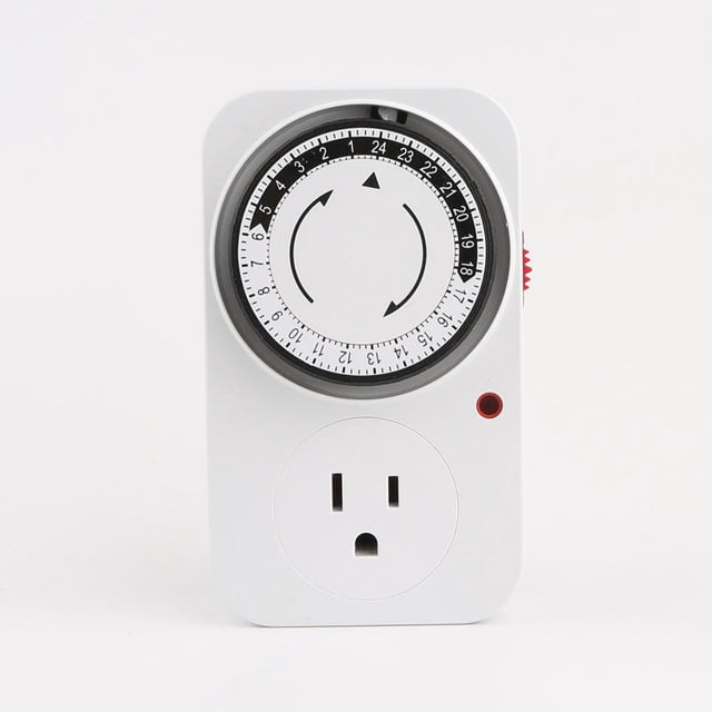 Temporizador mecánico enchufable de 24 horas conectado a tierra para acuario, luz de crecimiento, hidroponía, iluminación interior, electrodomésticos, (1 paquete)